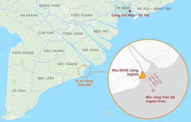 vị trí cảng biển Trần Đề 
